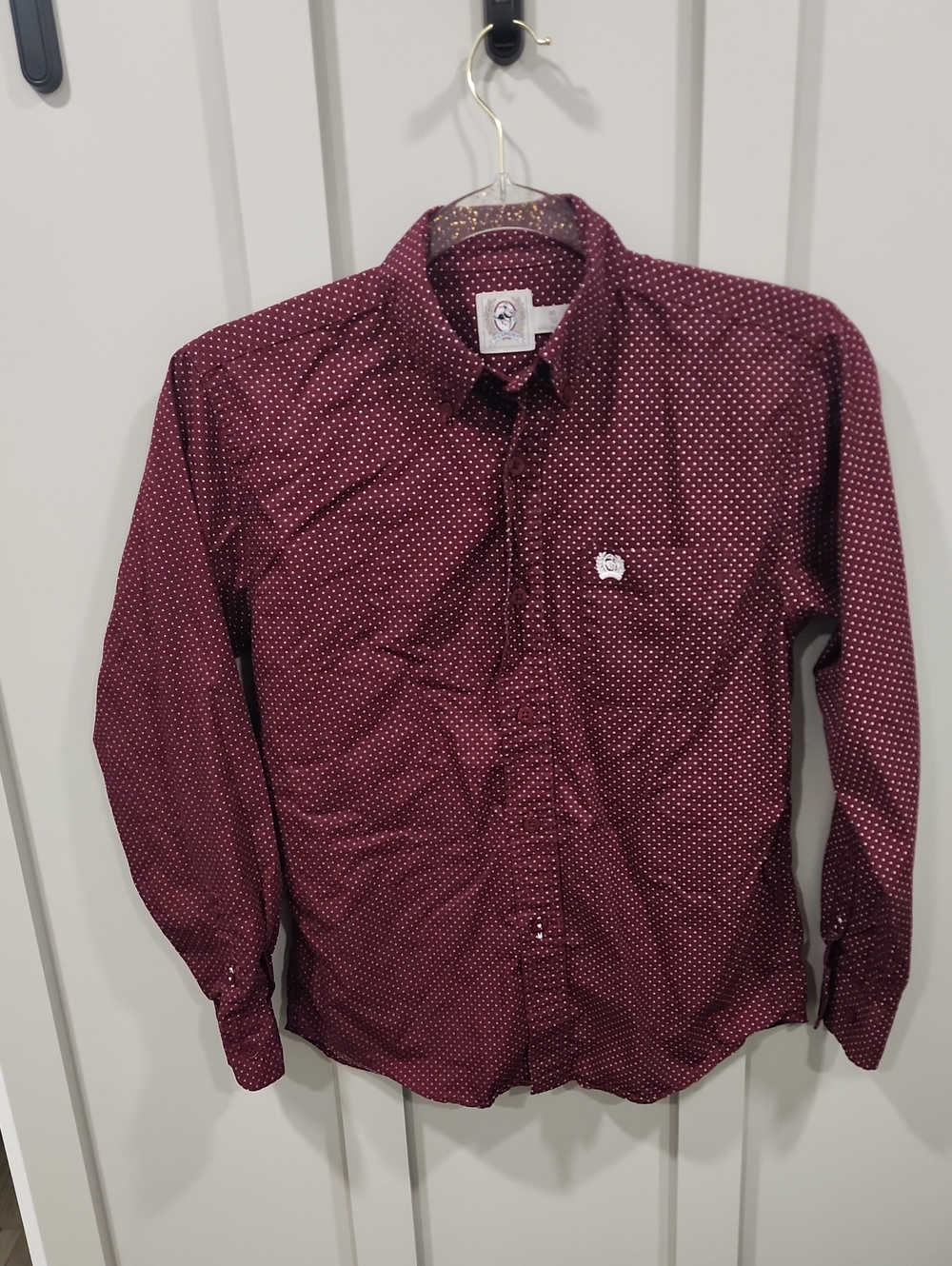 Cinch Boys Maroon Dot-Print Button-Down Shirt